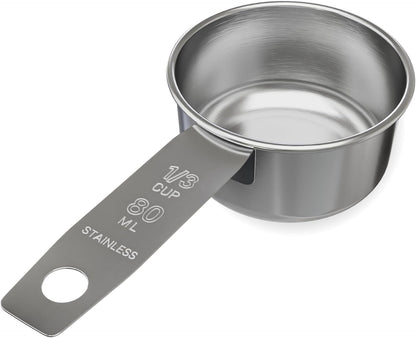 1/8 Cup Stainless Steel Measuring Cup | Sturdy Metal 30 ml | 30 cc | 1 oz | Single Cup for Wet and Dry Ingredients | Great for use as 1/8 Cup Coffee Scoop - 1 PK