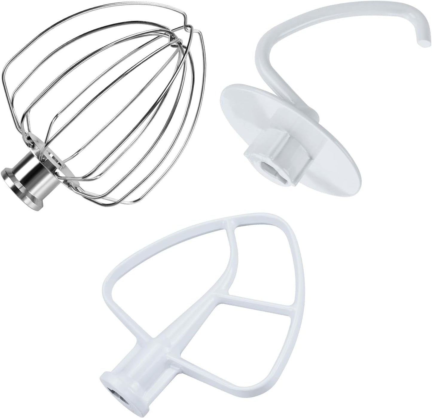 Mixer Attachments for KitchenAid 4.5–5 Quart Tilt-Head Stand Mixers – Compatible with Artisan & Classic – Beaters, Whisks, Dough Hooks & Attachment Sets by MMOBIEL (6-wire Whip, Stainless Steel)