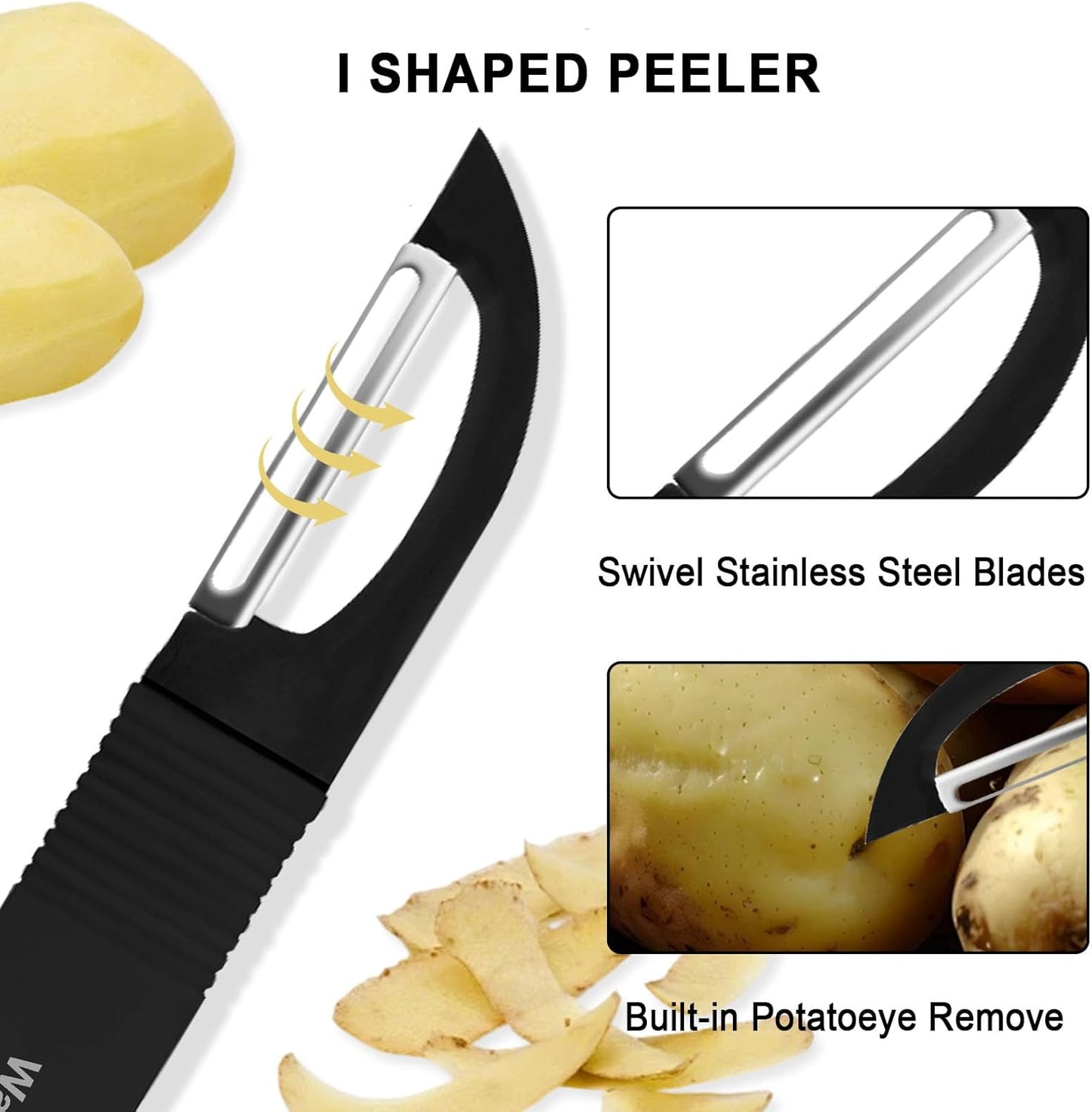 Vegetable Peeler, Y-Shaped & I-Shaped Potato Peeler, Swivel Stainless Steel Blades Peelers For Kitchen, Silicone Non-Slip Handles, Perfect For Veggie, Fruit, Carrot, Apple(2pcs)