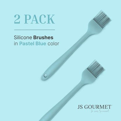 Silicone Pastry Brush Set – 2-Piece Set of Basting Brushes for Cuisine and BBQ – Kitchen Tools and Accessories with Comfortable Handles, Heat-Resistant Utensils for Cooking & Baking – Pastel Pink