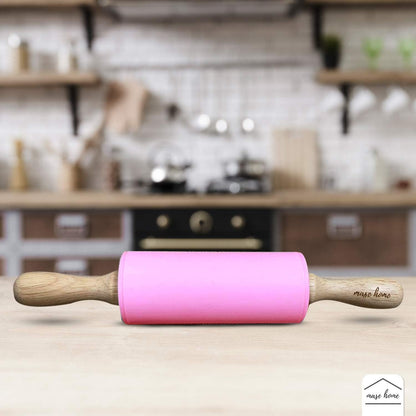 Mini Silicone Rolling Pin for Kids Baking – | Ideal for Toddlers, Playdough, Clay, Cookies & Pastry - 9" Small Size (Pink)