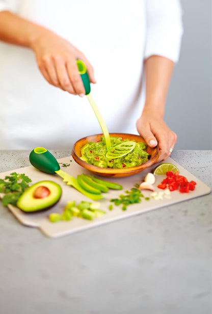 Kuhn Rikon 3-in-1 Avocado Knife with Non-Stick Coating, 7.25 inch/18.42 cm, Green