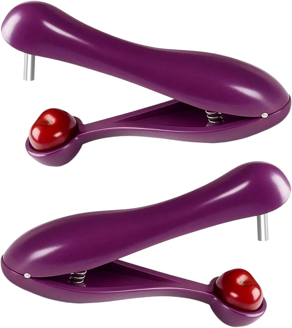 2 Purple Cherry Pitters, Cherry Stoner Remover, Efficient Cherry Pitter Tool for Baking, Jam-Making, Fruit Snacks Preparation, Compact and Portable for Kitchen and Picnics