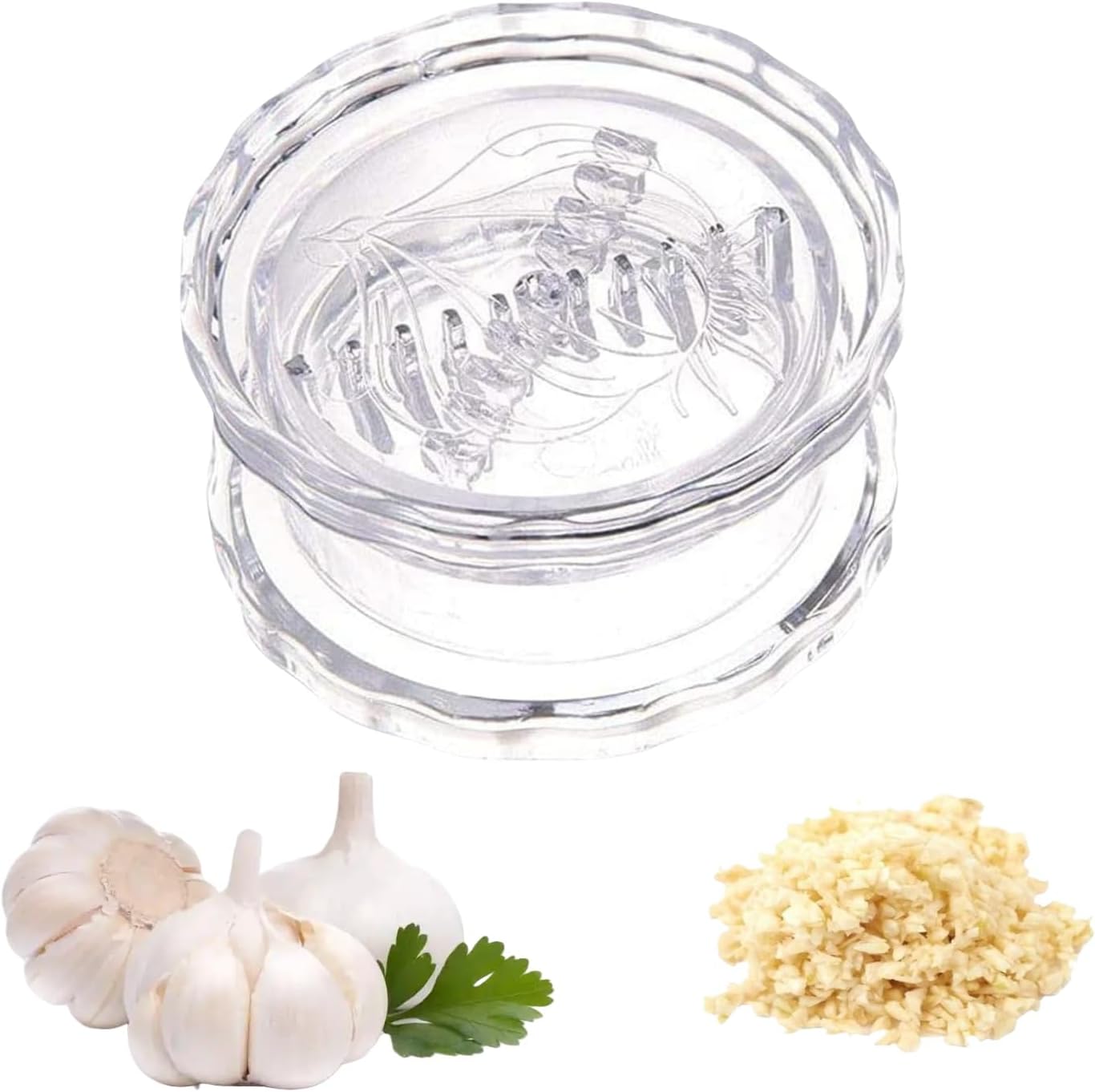 Transparent Manual Garlic Twist, Multi-Functional Mincer & Grinder for Garlic, Onion, Ginger, Herbs, Nuts, Impact Resistant Kitchen Gadget & Home Accessory