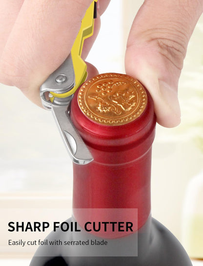 CORKAS Wine Key - Professional Handcrafted Heavy Duty Waiter Corkscrew, Compact Wine Opener with Double Hinged, Foil Cutter and Bottle Opener, Gifts for Servers, Sommelier, Bartenders - Red