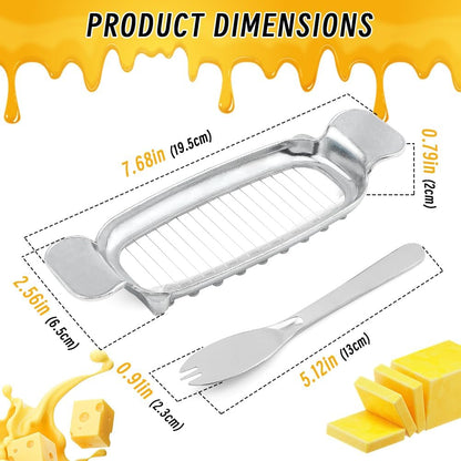 Stainless Steel Cheese Slicer, 16 Sharp Wires, Multipurpose Food Cutter, Butter Slicer, Cutter, Cheese, with 1pc Butter Cutter Fork