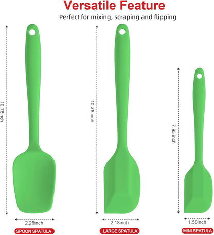 Silicone Spatula Set - Rubber Spatula - 600°F Heat Resistant Baking Spoon & Spatulas(Dark Grey)
