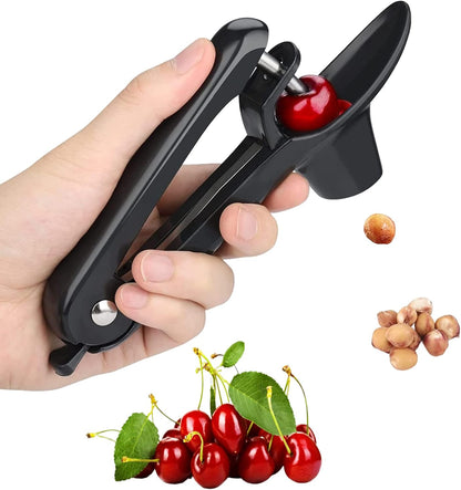 Cherry Pitter, Heavy-Duty Stainless Steel Olive and Cherry Pitters Corer Tool with Space-Saving Lock Design, Multi-Function Cherries Stoner Seed Remover Tool for Making Cherry Jam (Red)