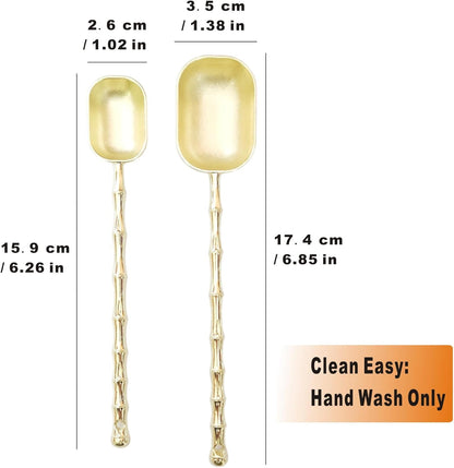 Measuring Spoons with Long Handle, Coffee Scoop, Tablespoon and Teaspoon Scoops Set of 2, Gold Art Style Metal