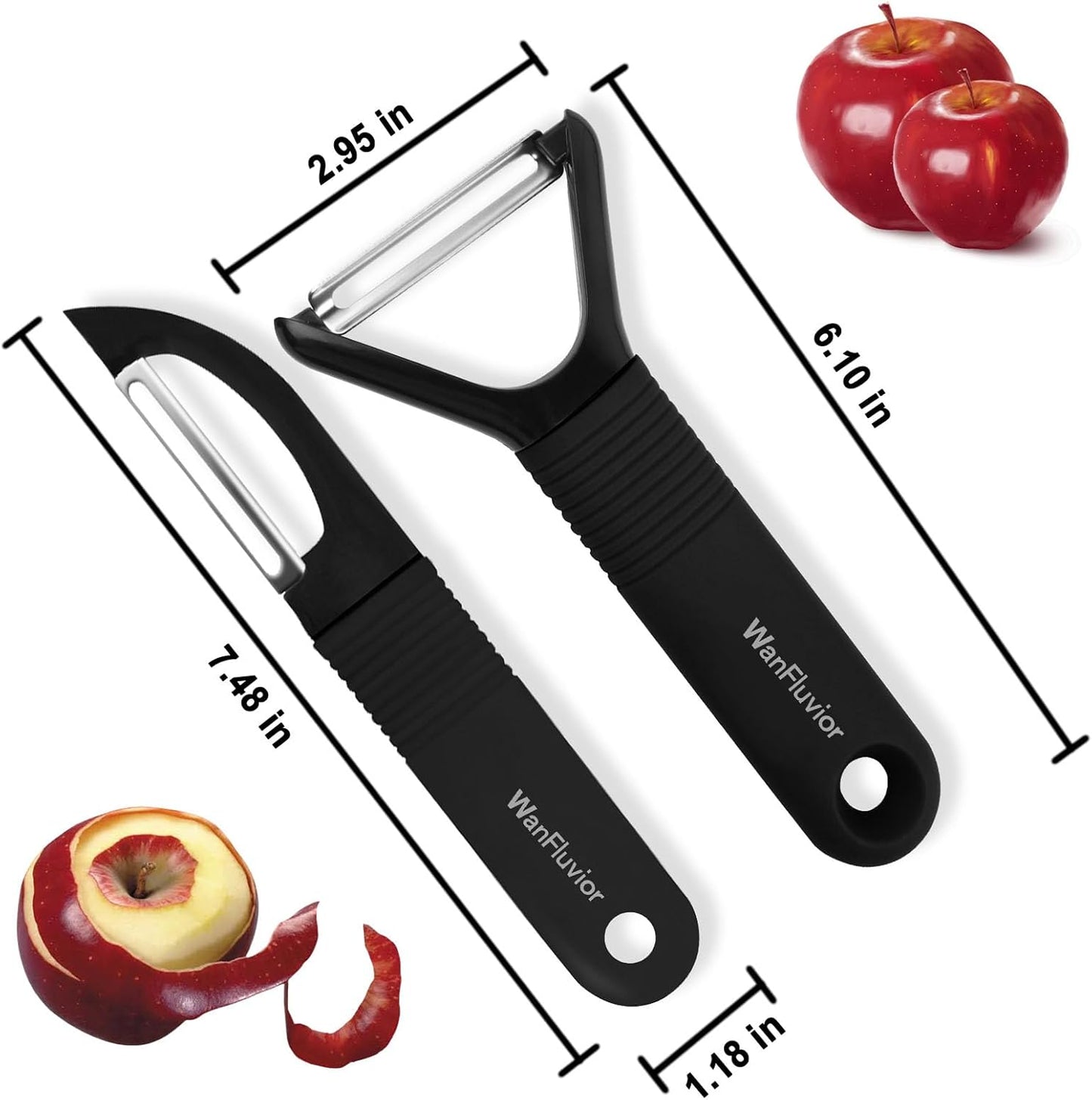 Vegetable Peeler, Y-Shaped & I-Shaped Potato Peeler, Swivel Stainless Steel Blades Peelers For Kitchen, Silicone Non-Slip Handles, Perfect For Veggie, Fruit, Carrot, Apple(2pcs)