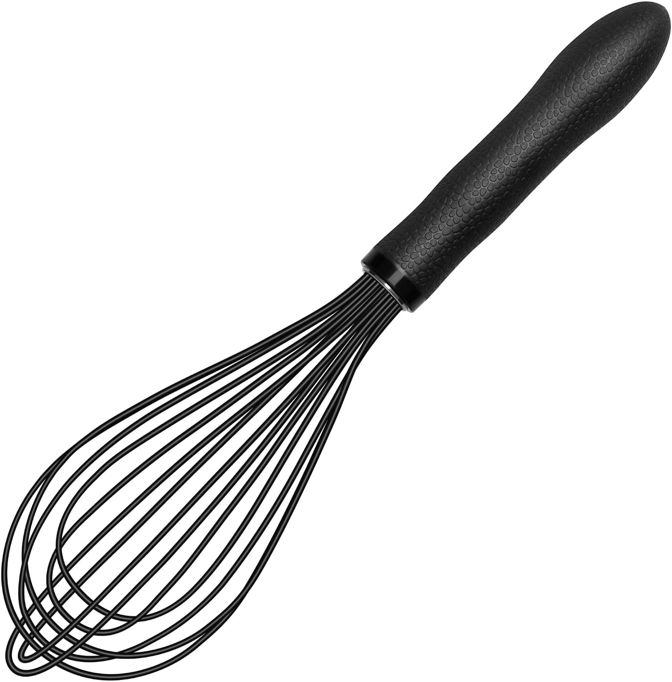 TEEVEA Silicone Whisk Set Non Scratch BPA Free for Nonstick Cookware, 3 Piece 8/10/12 Inch Stainless Steel Core Heat Resistant, Egg Beater for Cooking Baking, Black