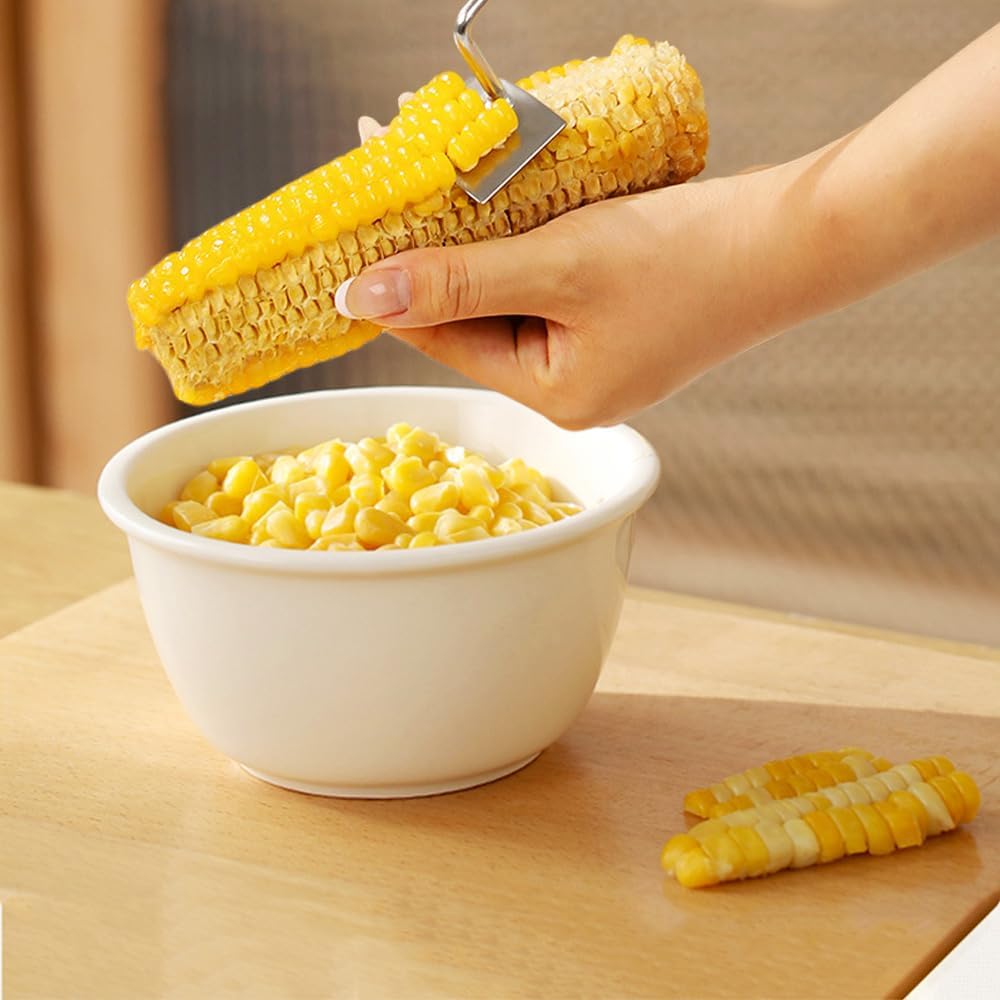 Corn Cob Peeler Tool, 2025 New Corn Stripper for Corns on the Cob, Manual Stainless Steel Corns Stripping Cutter with Long Handle for Quick Kernel Removal in Home Kitchen Use (2)