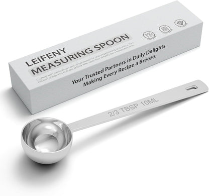 LEIFENY 1PCS 2TBSP(30ML) 18/8 Stainless Steel Measuring Spoon, Metal Measure Scoop for Dry and Liquid Spices, Must-have for Kitchen