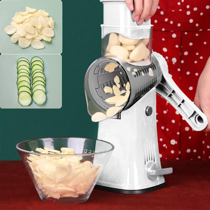 Round Mandoline Drum Slicer Rotary Cheese Grater Veggie Slicer Vegetable Carrot Shredder Nut Chopper Blue