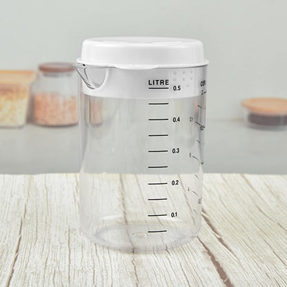 Plastic Measuring Cup With Splashproof Lid V-shaped Spout Mixing Pitcher Kitchen Baking Measuring Tool Easy To Pour Mixing Baking Utensil With Spout Lid Measures Lines