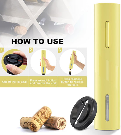 COKUNST Electric Wine Opener, Battery Operated Wine Bottle Openers with Foil Cutter, One-click Button Corkscrew Remover for Home Kitchen Party Wedding