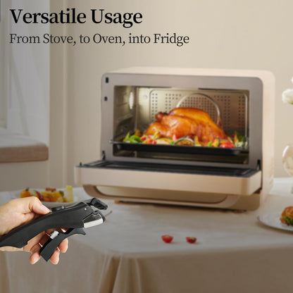 Removable Pot Handle, Universal Pan Handle, Replacement for Pots and Pans, Fits All Cookware, Includes Spoon Rest, Durable & Heat-Resistant, Cream White