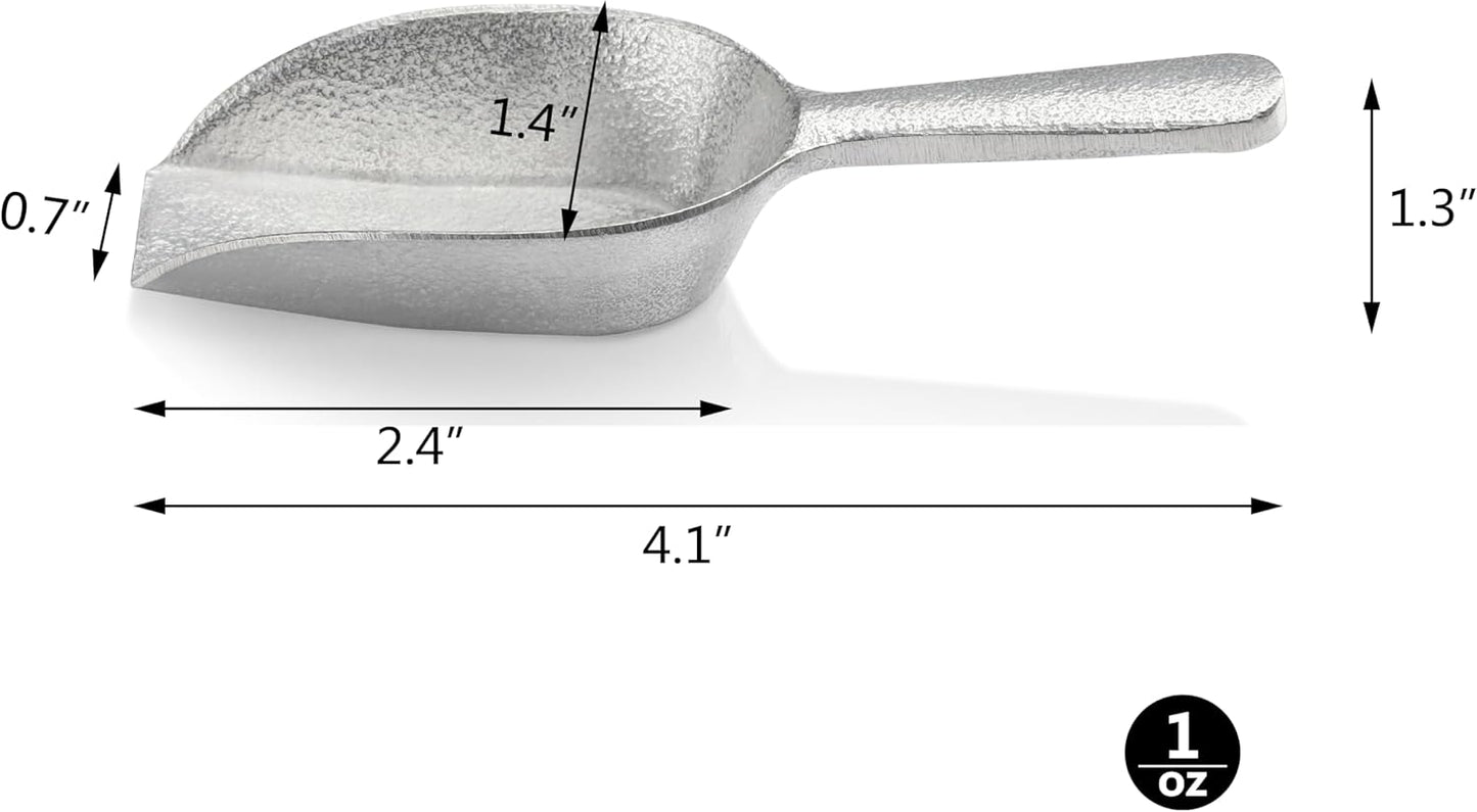 New Star Foodservice One-Piece Cast Aluminum Flat Bottom Bar Ice Flour Utility Scoop, 4-Ounce, Silver