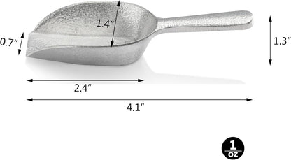New Star Foodservice One-Piece Cast Aluminum Flat Bottom Bar Ice Flour Utility Scoop, 4-Ounce, Silver