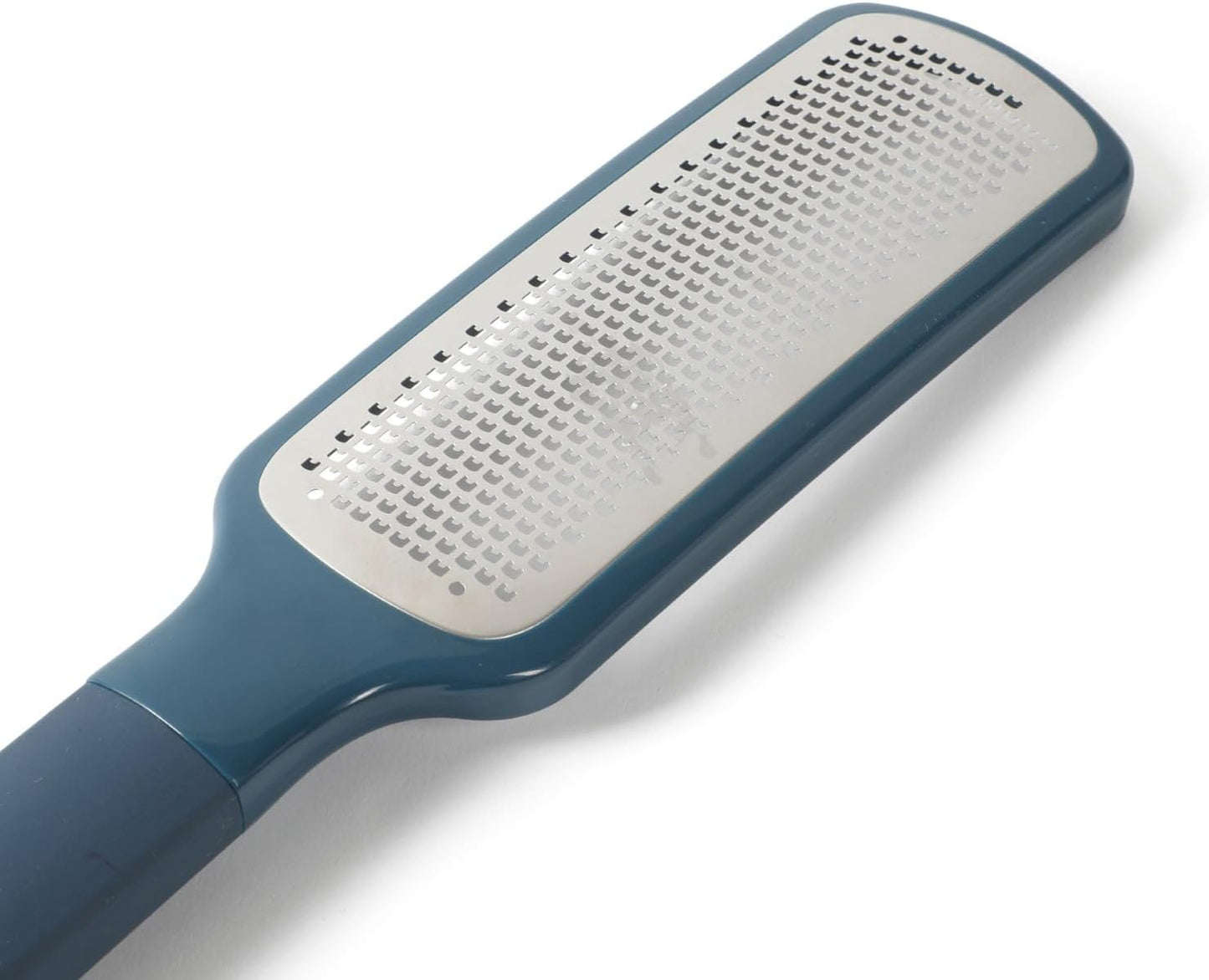 Calphalon Edge Stainless Steel Handheld Grater Lemon Zester W/Cover & Rubber Handle - Navy Blue