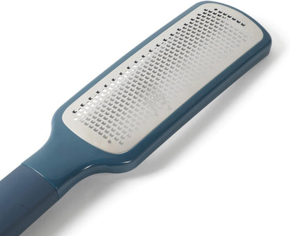 Calphalon Edge Stainless Steel Handheld Grater Lemon Zester W/Cover & Rubber Handle - Navy Blue
