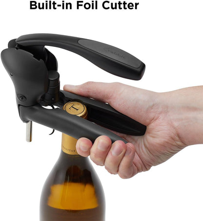 Rabbit Original Lever Corkscrew Wine Opener with Foil Cutter and Extra Spiral (Silver)