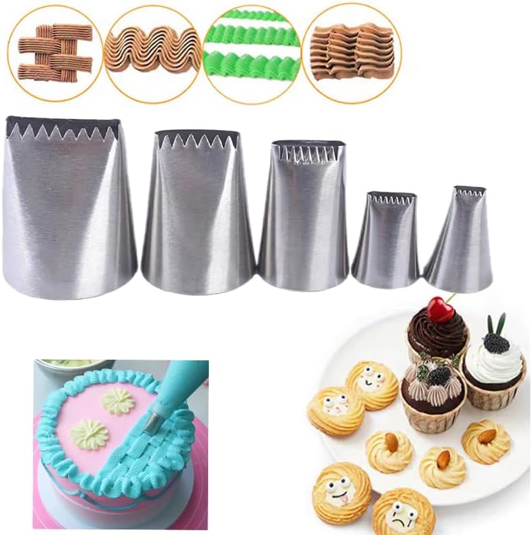8 Pcs Rose Flower Piping Tips Set,Petal Icing Tips,PipingRose Nozzle,Stainless Steel Cake Decorating Pastry Tools, for CakeDecorating,with A Cleaning Brush (Rose-8pcs)
