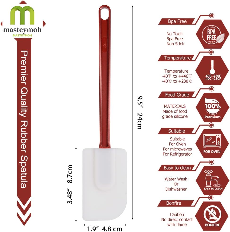 Flexible Rubber Spatulas, Silicone Spatula Set, Soft Rubber Spatula Scraper 9.5 Inches, Commercial Spatula, Silicone Scraper Spatula,Spatulas Set Resistant to 500℉ (2 Scrapers 9.5")