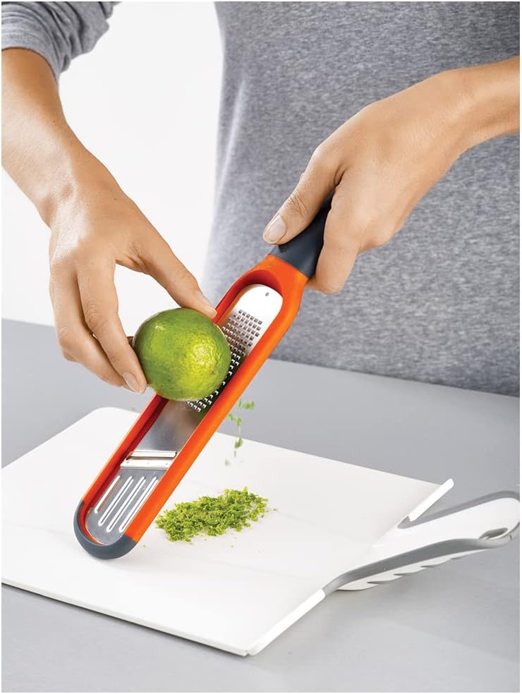 Joseph Joseph Fine Grater & Zester – Easy-Grip Handle with Sharp Stainless Steel Blades & Non-Slip Tip