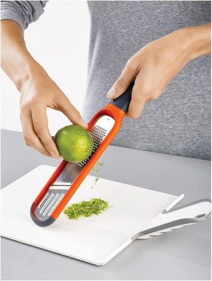 Joseph Joseph Fine Grater & Zester – Easy-Grip Handle with Sharp Stainless Steel Blades & Non-Slip Tip
