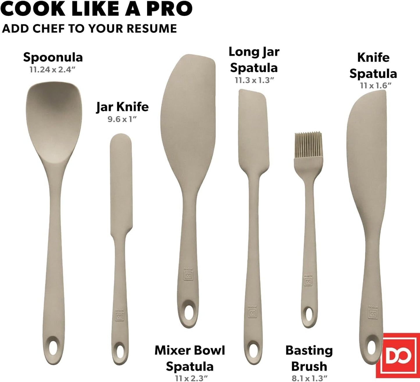 All New DI ORO 6-Piece Silicone Spatula Set - Rubber Kitchen Utensils for Baking, Cooking & Mixing - Heat-Resistant 600°F BPA Free Spatulas for Nonstick Cookware - Dishwasher Safe (Black)