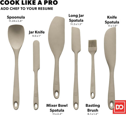 All New DI ORO 6-Piece Silicone Spatula Set - Rubber Kitchen Utensils for Baking, Cooking & Mixing - Heat-Resistant 600°F BPA Free Spatulas for Nonstick Cookware - Dishwasher Safe (Black)
