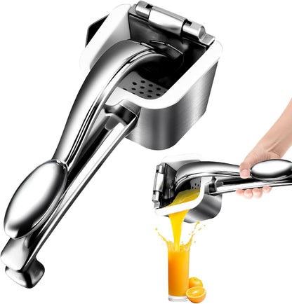 Manual Citrus Juicer Press - Heavy Duty Stainless Steel Lemon/Orange Squeezer, Non-Slip Ergonomic Handheld Fruit Press, Rustproof & Dishwasher Safe Juice Extractor for Citrus, Exprimidor de Limones