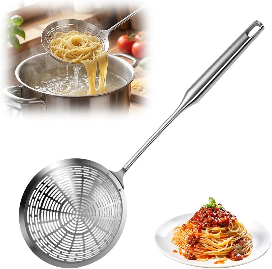 Stainless Steel Spider Strainer Scoop for Deep Wok fat Straining Spoon,Spider Strainer Set with Handle for Kitchen Frying Food, Pasta, Spaghetti, Noodle (6.89 Inch)