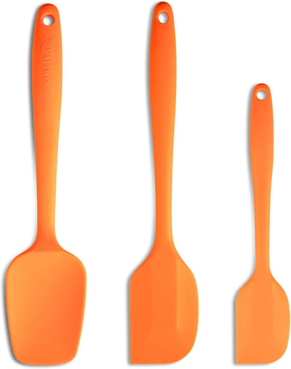 Silicone Spatulas Set Turners Tongs Cooking Utensils Set High Heat Resistant Kitchen Scraper Spatulas for Cooking Mixing Baking BPA Free Dishwasher Safe, Black