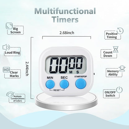 4 Pack Digital Kitchen Timer Magnetic Digital Timer with Big Display Loud Ring Cooking Timers for Cooking, Game, Gym, Break Time, Classroom(4, Pink, Green, Orange, White)