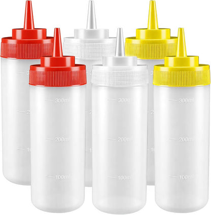 Multicolor Food-Grade Squeeze Bottles Set-Condiment Dispensers for Kitchen, BBQ, Sauces, Dressings, & Meal Prep (32oz)