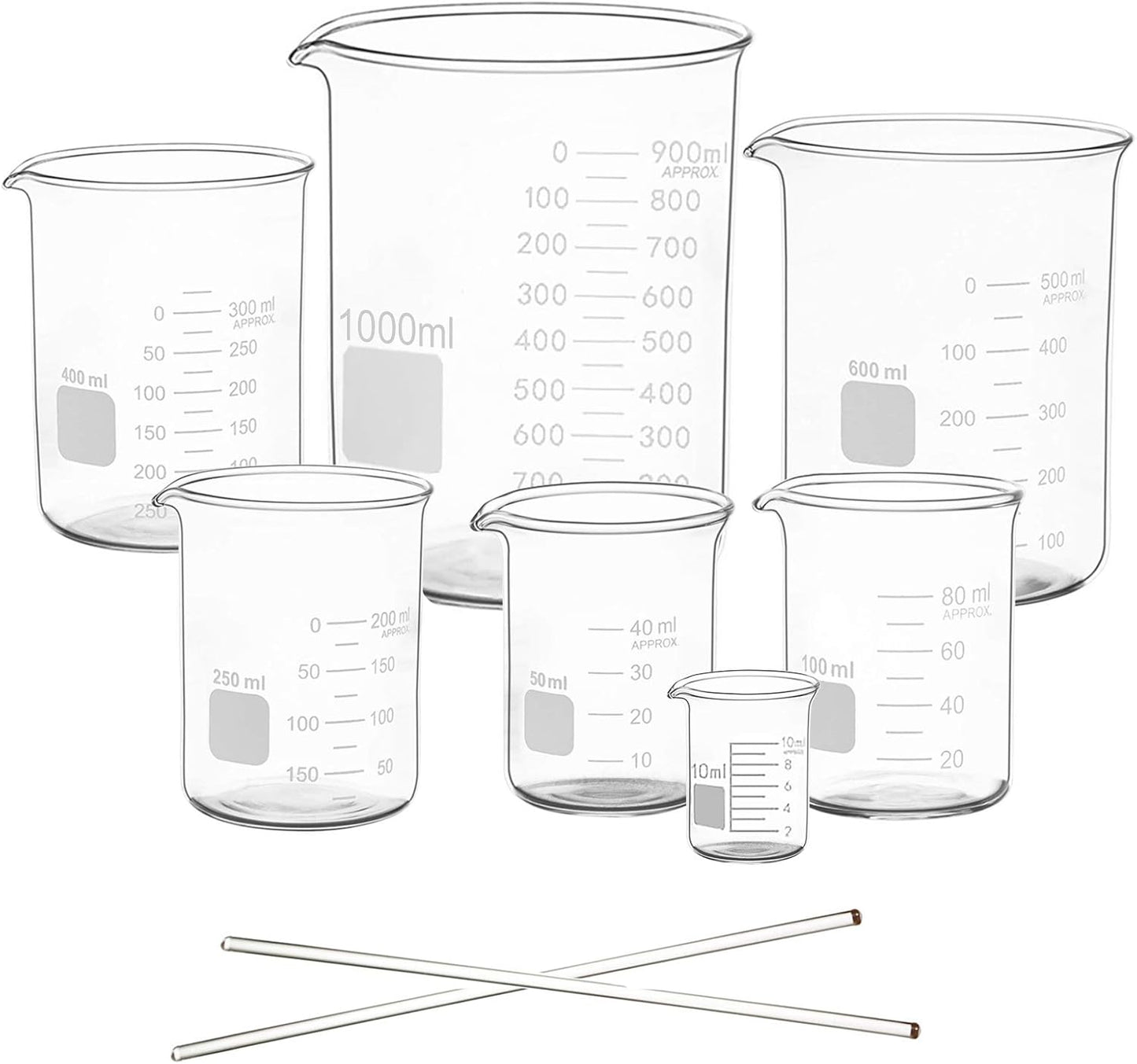 Graduated Glass Measuring Low Form Beaker Set (50ml+100ml+250ml)