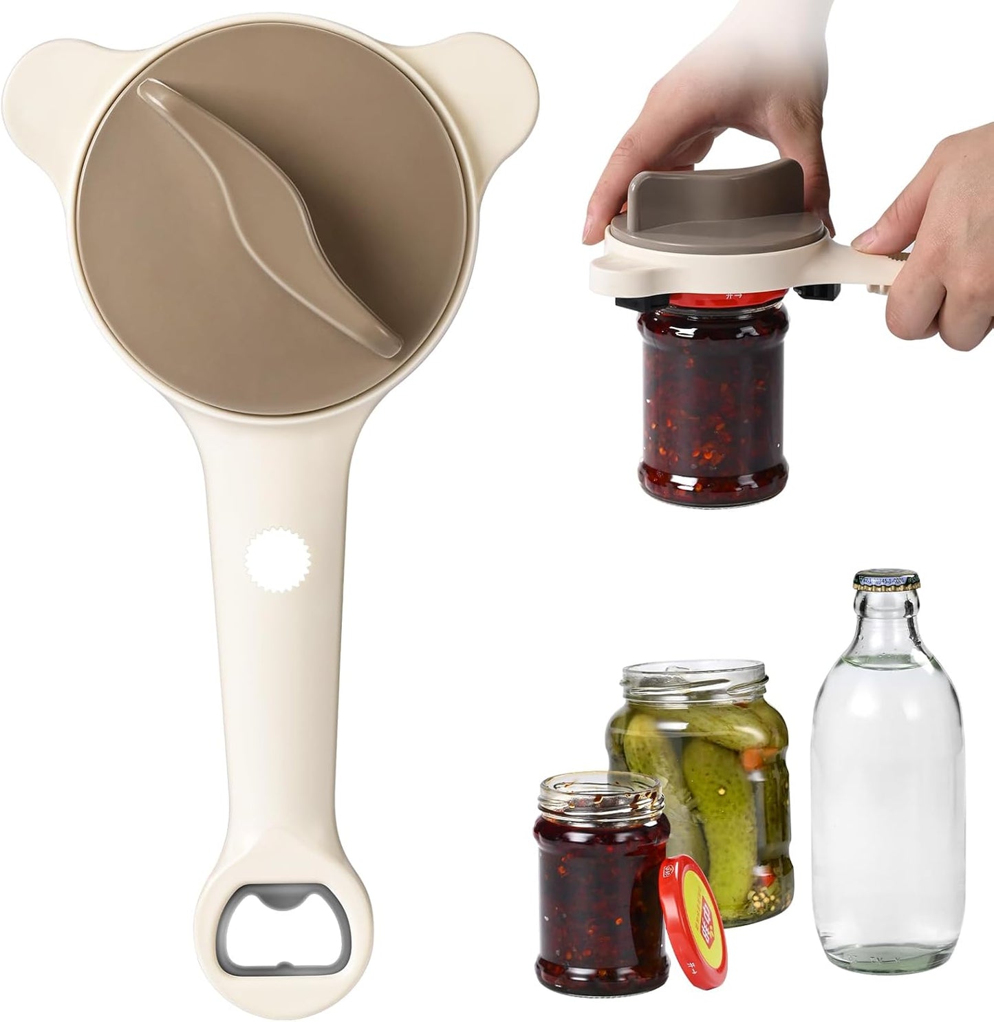 4-in-1 Jar Opener for Seniors with Arthritis – Adjustable Stainless Steel Lid Remover & Can Opener for Weak Hands, Fits All Jar Sizes & Bottle Caps, Makes Opening Easy – Kitchen Must-Have