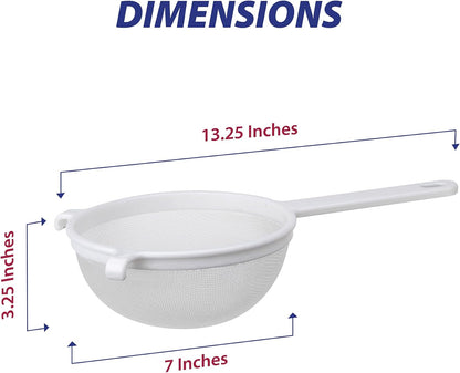 HIC Kitchen Double-Ear Fine Mesh Strainers, BPA Free, Set of 4 Sizes Includes 3, 4, 5.5, and 7-Inch Diameter