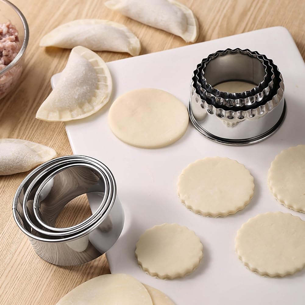 Biscuit Cutters Set, Round Cookie Cutters, Stainless Steel Dumpling Cutters,Cake Pastry Cutters,Scone Cutters Molds for Cooking Baking (3Pcs, Plain Edge)