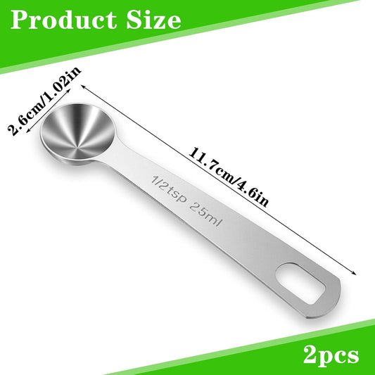 3 Pcs 1/2 Teaspoon (1/2 tsp, 2.5 ml, 2.5cc, 1/12 oz) Measuring Spoons, Stainless Steel Single Measuring Spoon Tablespoon Metal Measure Scoop for Coffee Grains Kitchen Cooking