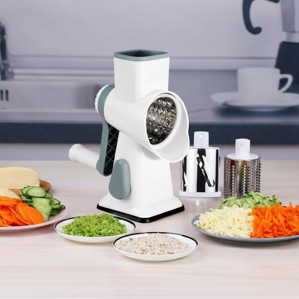 YOUCZON Rotary Cheese Grater Multi-Purpose Stainless Steel Cheese Shredder - Cheese Grater With Handle Effortless Grating of Carrots, Potatoes, Vegetables, and Fruits (Red)