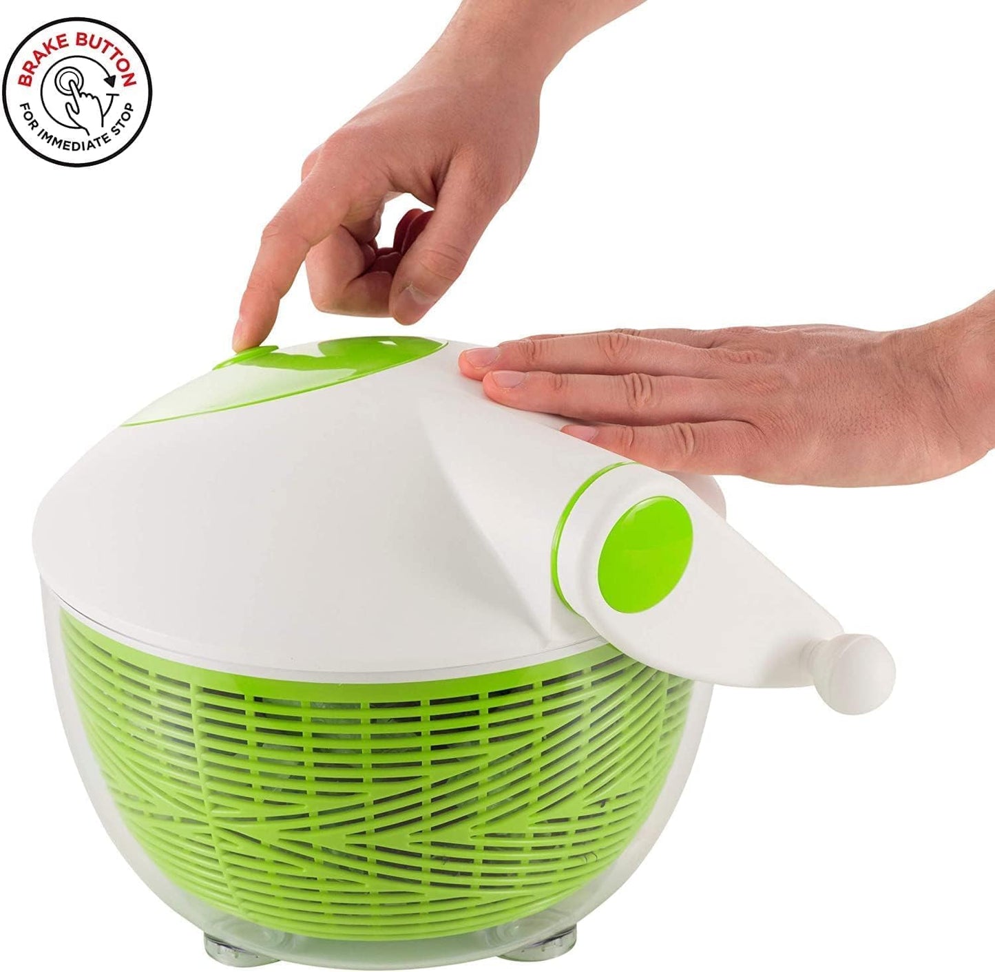 IBILI Small Salad Spinner for Fruit and Vegetables - 1.7-Quart Spinner for Washing and Drying, Compact Design with Brake Button for Quick Stop, Super-Fast Operation, Dishwasher Safe, Made in Spain