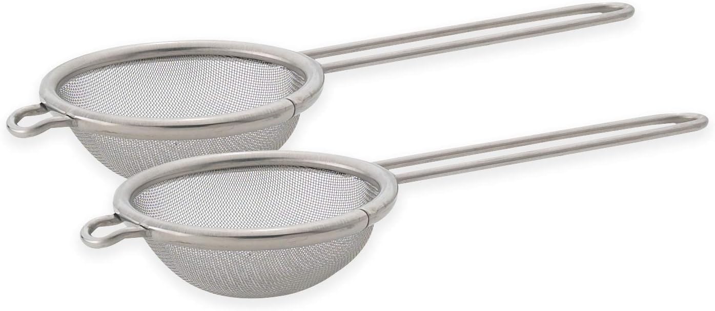 HIC Kitchen Fine Mesh Tea Strainer With Helper Handle, 18/8 Stainless Steel, 2.75-Inch, For Sifting, Straining, And Brewing Tea, Coffee, Or Cocktails
