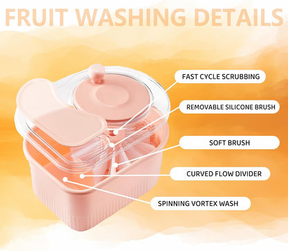 Fruit Cleaner Spinner, Large Fruit Washer Spinner, Fruit Cleaner Spinner with Fruit Washer Bowl and Brush, Vegetable Fruit Spinner Washer,Fruit and Vegetable Scrubber (White)