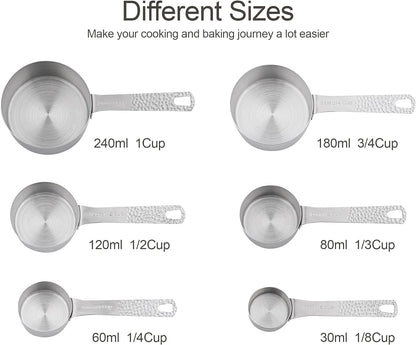 Measuring Cups and Spoons Set 14, Copper Measuring Cups and Spoons Set for Dry & Liquid, Metric & US Stainless Steel 6 Measure Cups and 7 Spoons Set w/Leveler for Kitchen & Baking