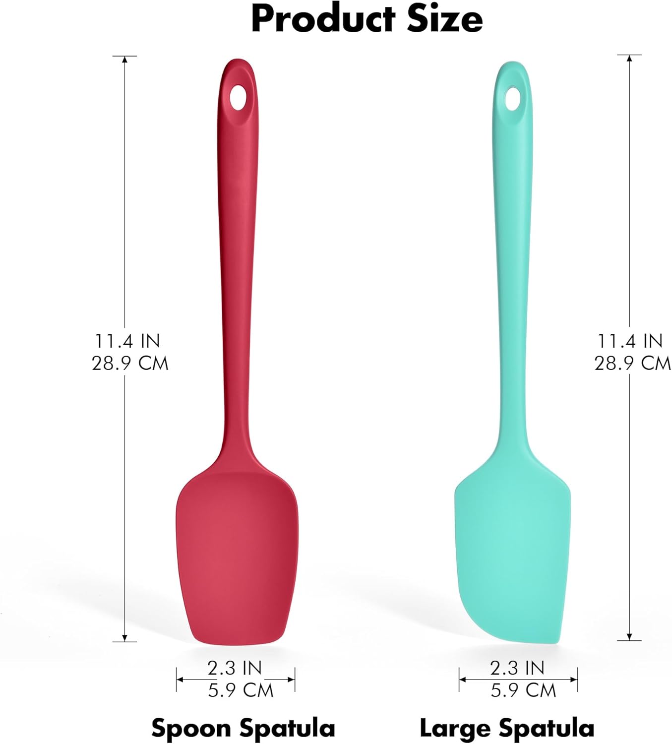 2 Pieces Silicone Spatula Set: Ironberry 600ºF Heat Resistant Food Grade Cooking & Baking Utensils, Kitchen Flexible Nonstick Rubber Scraper for Scraping, Mixing, Scrambling, Flipping (Black)