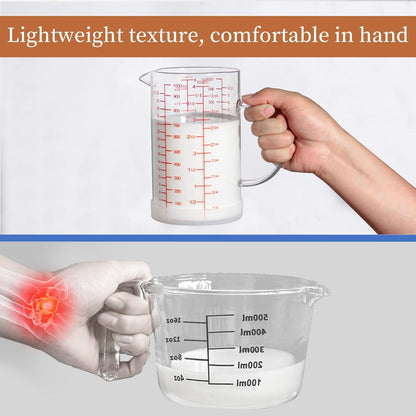 Newness 2-Cup Glass Measuring Cup For Baking and Cooking, (Upgraded, 3 Marking Including Cup/ML/Ounce Scale) Dishwasher, Freezer, Microwave, and Preheated Oven Safe, Essential Kitchen Tools