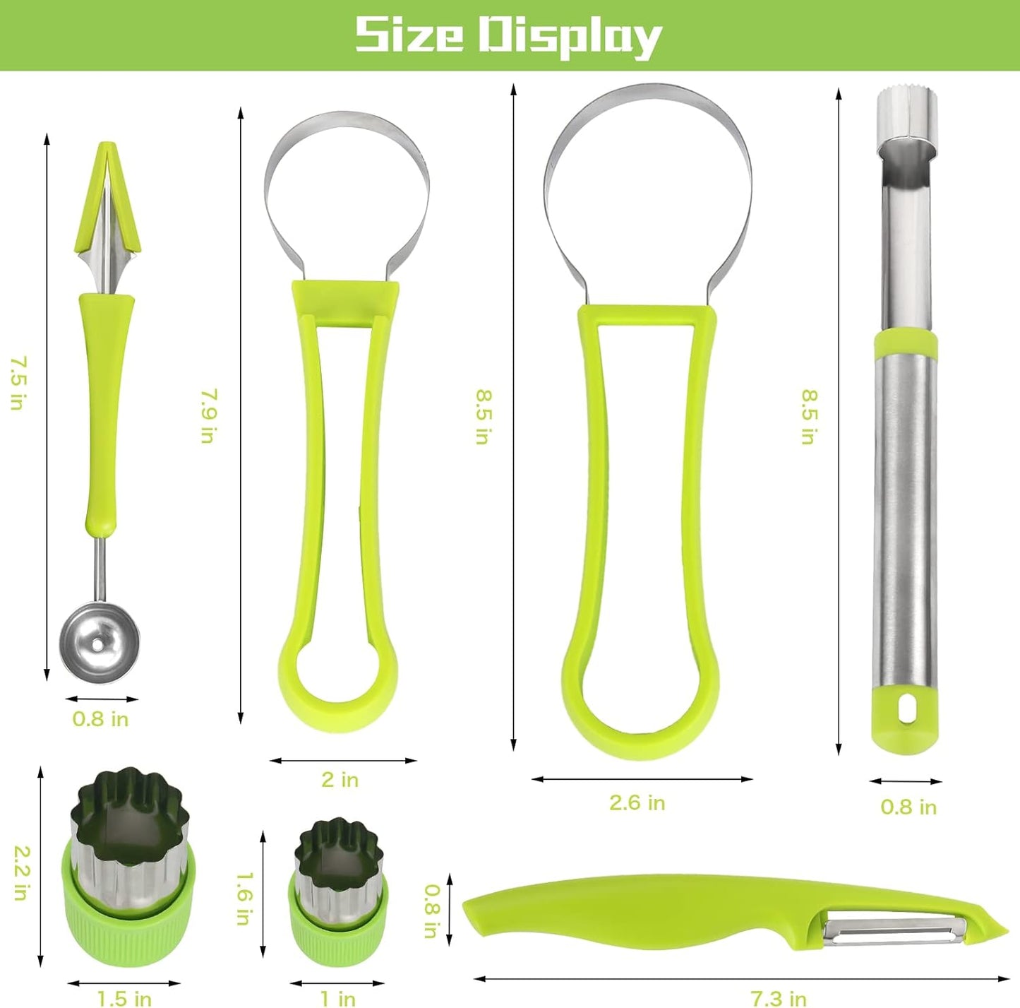 17 Pack Melon Baller Scoop Set - 4 in 1 Stainless Steel Fruit Tool Set Fruit Scooper Seed Remover with Fruit Vegetable Cutter Shapes Set Fruit Peeler for Fruit Slicer Dig Pulp Separator (A)